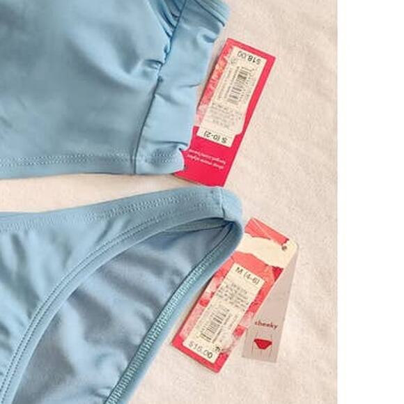 Xhilaration Jrs Longline + Cheeky Bikini Set Powder Blue S/M NEW - Picture 3 of 10